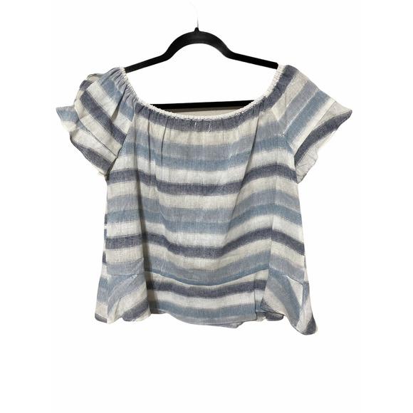 Ganji LA Striped Off The Shoulder Blouse Linen M - Picture 2 of 6